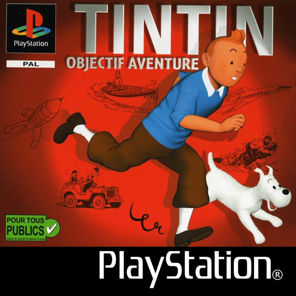 Tintin Destination Adventure box art for Playstation